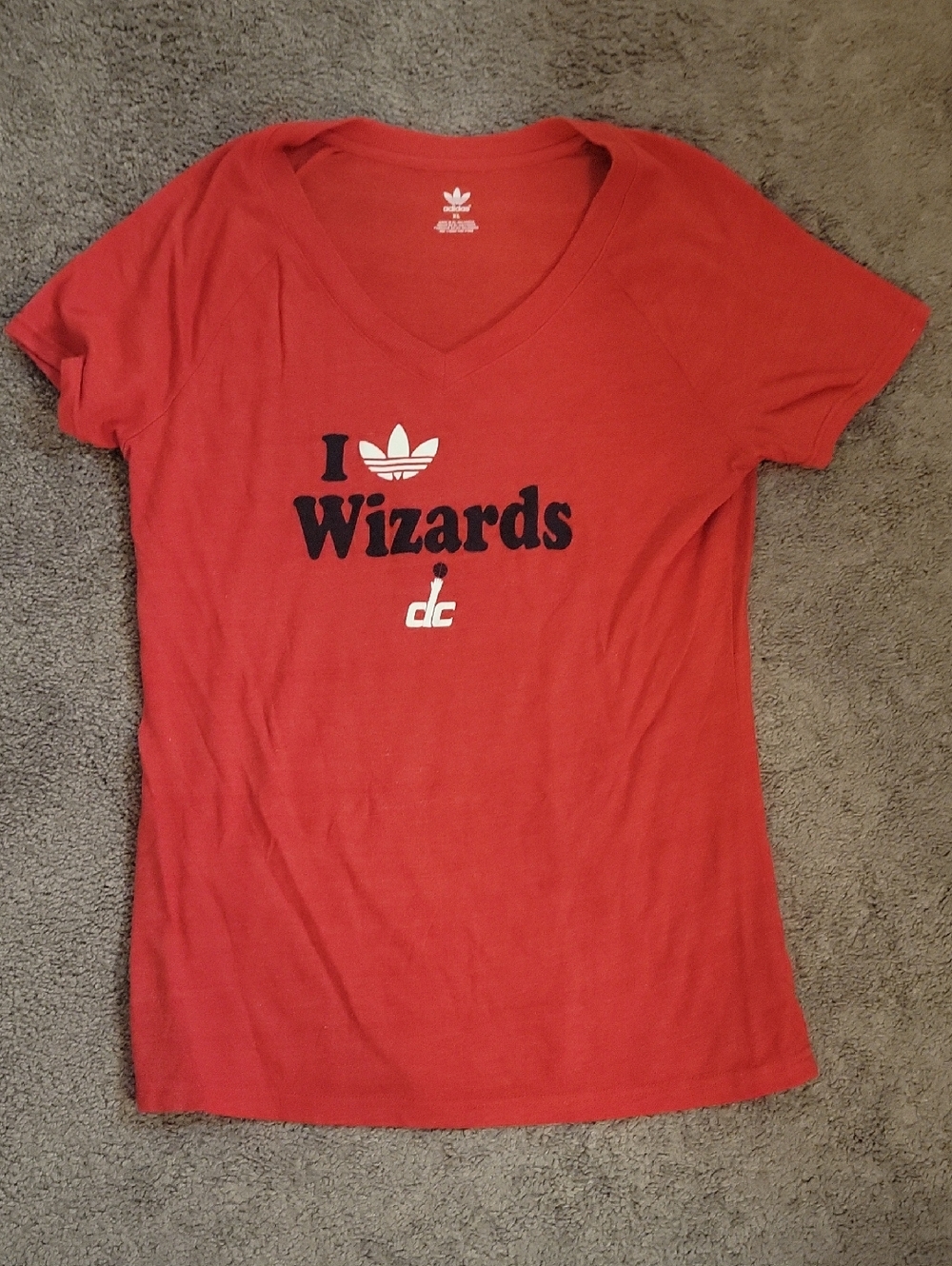 adidas Red V-Neck "Wizards" Graphic Tee